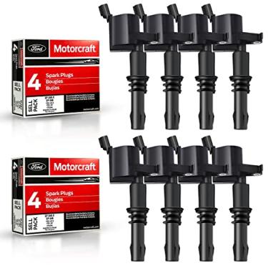 Imagem de Conjunto de 8 bobinas de ignição com conector reto MAS DG511 e 8 velas de ignição Motorcraft Platinum SP515 SP546