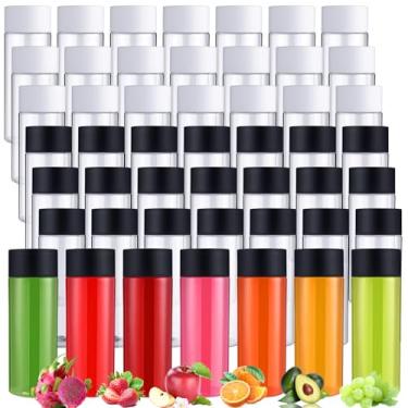Imagem de Yinder Pacote com 50 garrafas de suco de plástico sensoriais vazias com tampas de 293 ml, garrafas transparentes reutilizáveis com tampas, smoothie, ideal para artesanato sensorial (preto, branco)
