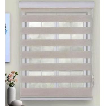 Imagem de Persiana Rolo Duplo Bandô Sunny Linho 140 (L) x 160 (A) Cortina Zebra Double Vision 1,40 X 1,60