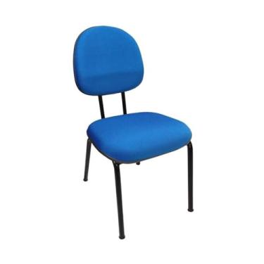 Imagem de Cadeira Executiva Azul Fixa Pé Palito Aço 7/8 – Ergonômica, Resistente e Confortável para Escritório Home Gourmet