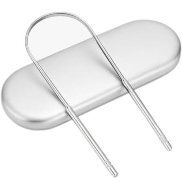 Imagem de Kit Raspador Limpador De Língua Com Estojo Inox STX (Prata)