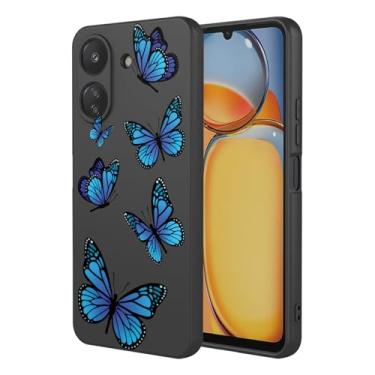 Imagem de HTXWXJC Capa de telefone para Redmi 13C, capa Xiaomi Poco C65 à prova de choque flexível bumper TPU capa macia padrão borboleta capa de telefone para Xiaomi Redmi 13C 4G borboleta preta