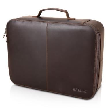 Imagem de Polare Bolsa organizadora de documentos de couro de flor integral caixa de armazenamento portátil para casa e negócios com zíper YKK bloqueável