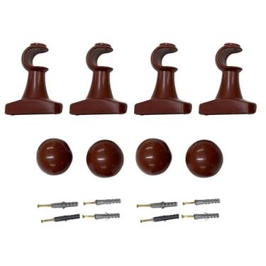 Imagem de Kit de Suporte Para Cortina Varão Simples Reforçado Com Ponteira 19mm 4 Unidades MOGNO