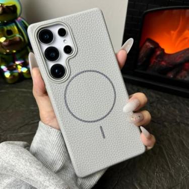 Imagem de Capa para Galaxy S23 com estampa de lichia em TPU macio, capa magnética simples para negócios com carregamento sem fio (para Galaxy S23/5)