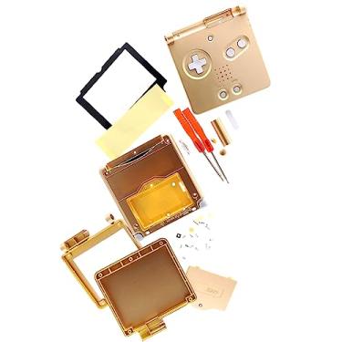 Imagem de Deal4GO Kit de capa completa personalizada com substituição de lente de tela de botão para Nintendo Game Boy Advance SP GBA SP (dourado)