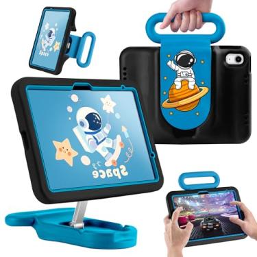 Imagem de Capa infantil para iPad (A16) 11ª/10ª geração, 29 cm, 2025/2022, capa adequada para crianças com suporte ajustável, capa protetora à prova de choque para iPad Air 11 (M3/M2) 2025/2024. (Preto-azul)