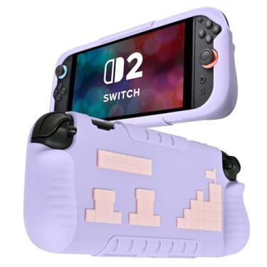 Imagem de DLseego Capa protetora macia para Nintendo Switch 2 (2025), capa de TPU para Joy Con, protetores de controle à prova de choque e resistente a arranhões, padrões de jogo - roxo