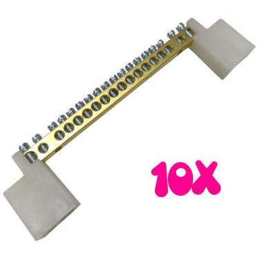 Imagem de Kit 10 Barramento Universal Neutro ou Terra com 18 Furos para Painel Q