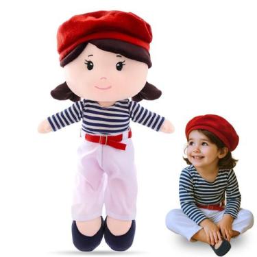 Imagem de Boneca Pano Infantil Menina Maitê Antialérgico e Lavável - ZIP, Vermel