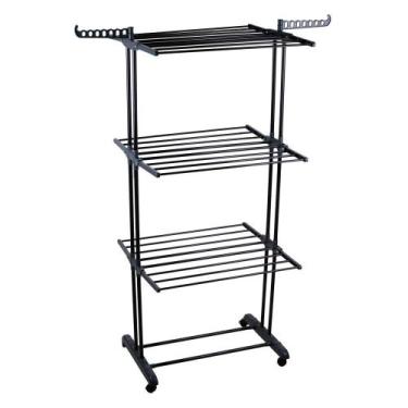 Imagem de Varal de Chão Vertical com Rodízios Utile Level Cazza Preto, Preto