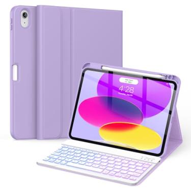 Imagem de Supveco Capa de teclado para iPad (A16) 11ª/10ª geração, 11 e 10,9 polegadas com suporte para lápis, 7 cores retroiluminadas, sem fio, removível, capa para teclado para iPad 11ª/10ª geração 2025/2022