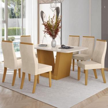 Imagem de Mesa de Jantar 6 Lugares Viena Luna com Vidro Natural/Bege - Art Panta