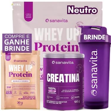 Imagem de Whey Protein UP SANAVITA 3W Isolado Concentrado Hidrolisado Creatina Monohidratada 100g Coqueteleira-Unissex