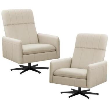 Imagem de Kit 2 Poltronas Decorativa Giratória Retrátil Reclinável Lutor L06 Cou