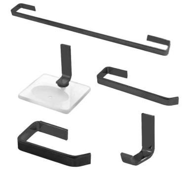 Imagem de Kit Acessórios Para Banheiro Athena Em Vergalhão Preto