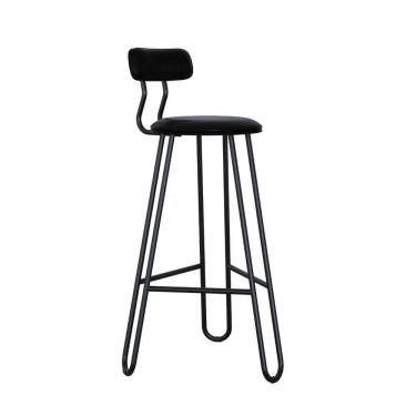 Imagem de Conjunto 4 Banquetas Alta Ginger Com Encosto Courino Preto