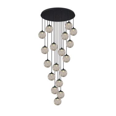 Imagem de Pendente Moderno Preto 18 Globos Pé Direito Duplo Escada Vid