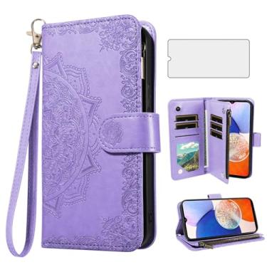 Imagem de Asuwish Capa de telefone para Samsung Galaxy A14/M14 5G capa carteira celular com protetor de tela de vidro temperado e flor flip porta-cartão de crédito slot suporte A 14 4G 14A 14M G5 mulheres