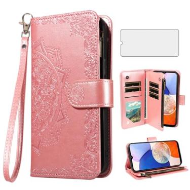 Imagem de Asuwish Capa de telefone para Samsung Galaxy A14/M14 5G capa carteira celular com protetor de tela de vidro temperado e flor flip porta-cartão de crédito suporte suporte A 14 4G 14A 14M G5 mulheres