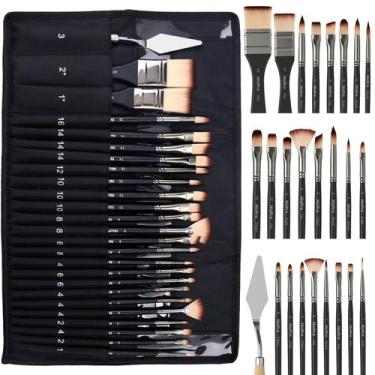 Imagem de Conjunto de pincéis Nicpro 26 unidades para acrílico, óleo e aquarela