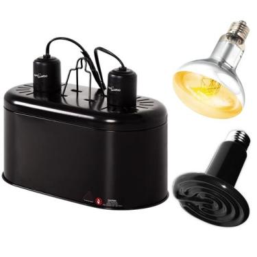 Imagem de Luminária para répteis e lâmpadas de calor Combo REPTIZOO Dual 100W