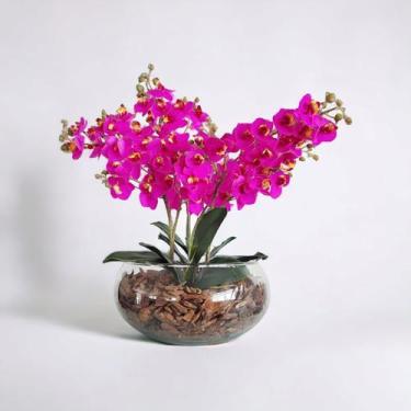 Imagem de Arranjo centro de mesa Flores orquideas Fúcsia artificiais - La Caza S