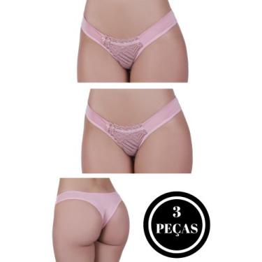 Imagem de Kit 3 Calcinha Renda -c4 KIT 3 BELA - BELLA DA SERRA MODAS, Rosa, M