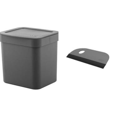 Imagem de Kit Lixeira Trium C Tampa 4,7Litros + Rodinho De Pia Cozinha - OU