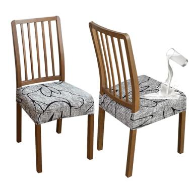 Imagem de FORCHEER Conjunto de 6 capas de assento de cadeira de jantar à prova d'água com estampa floral para cadeiras de cozinha elásticas para sala de jantar, 38 a 45 cm, lavável, removível