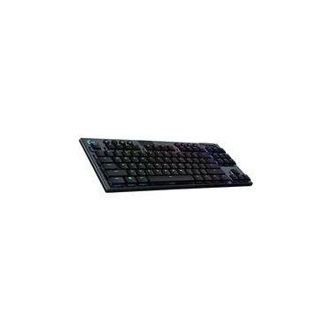 Imagem de Teclado Mecânico Gamer Sem Fio Logitech G915 TKL RGB LIGHTSYNC, USB ou Bluetooth, Ultrafino, Switch GL Tactile, Preto - 920-009495