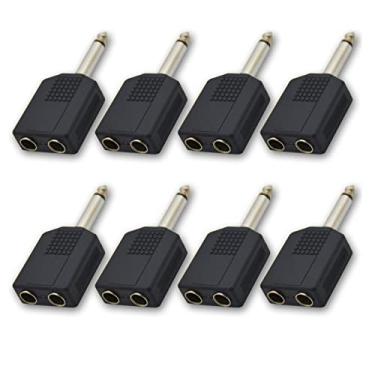 Imagem de Czyuntuo Adaptador de 6,35 mm para 1/4 10.2 cm plugue mono macho para adaptador de áudio fêmea duplo de 6,35 mm, divisor de cabo Y para guitarra, fone de ouvido, microfone, amplificador, pacote com 8
