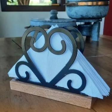 Imagem de Porta Guardanapo Rústico em Ferro e Madeira Rústico - Minas Rústico