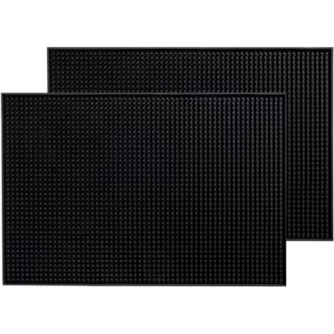 Imagem de Tapete de borracha para bar IMIYOKU 45,72 cm x 30,48 cm x 1 cm, conjunto de 2 tapetes de café bar ou bancada de vidro (preto, 45,72 cm x 30,48 cm x 1 cm)