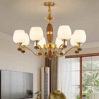 Imagem de Lâmpada Pingente LED E Candelabro Home Estilo Americano Retro Contemporâneo Design Criativo Simples Com Toque De Arte Ideal Para Sala De Estar Sala De Jantar (A 8 luzes)