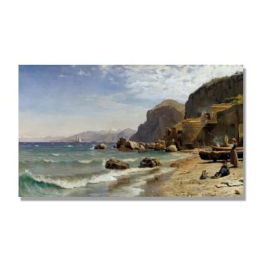 Imagem de Pinturas a óleo famosas, (paisagem 13) por Peder Mork Monsted, reprodução impressa em tela, arte de cenário para decoração de sala de estar. Tela somente 40 x 68 cm - 15,7 x 26,8 pol