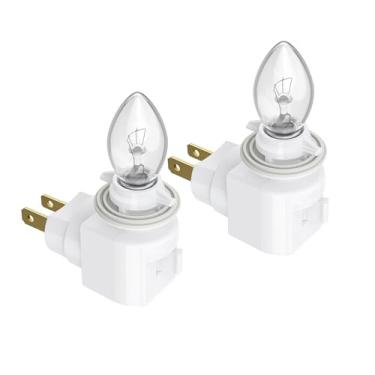 Imagem de QMTSINEW Luz noturna branca giratória de 360° com soquete E12 - Arandela decorativa de parede plug-in para quarto, sala de estar, banheiro (pacote com 2 lâmpadas, teste UL, retardante de chamas ABS V0