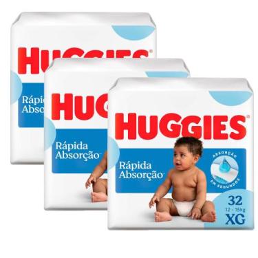 Imagem de Kit 3 Fralda Huggies Tripla Proteção Tamanho XG Pacote Mega 32 Fraldas