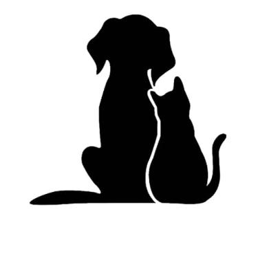 Imagem de Dog and Cat Cute Pets Love NOK Decalque Adesivo de Vinil | Laptop Carros Caminhões | Preto |14 x 13,2 cm | NOK2335