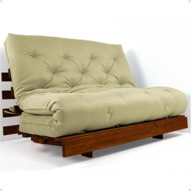 Imagem de Sofá Cama Casal Futon Tokio D33 Madeira Maciça Imbuia - Bege Claro
