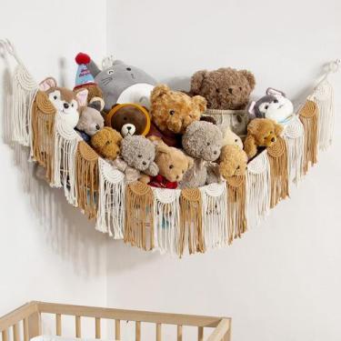 Imagem de Organizador de brinquedos suspensos Amdermi com rede de bichos de pelú