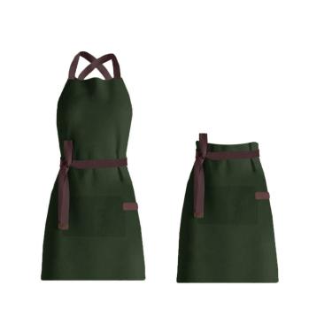 Imagem de Avental Verde Cintura Alça Marrom Cafe Bar Bistro Unissex