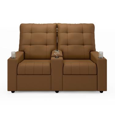 Imagem de Poltrona Reclinável Para Cinema Parma 2 Lugares Baú USB PU Caramelo F FH1 - D'Rossi