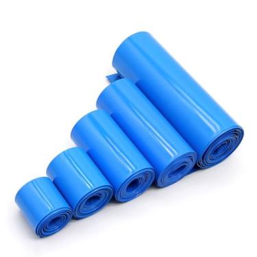 Imagem de 10 Meters Blue PVC Heat Shrink Tubing 20-155mm for 18650 Batteries, Wires & Electronics - Waterproof, Insulated(43mm Width)