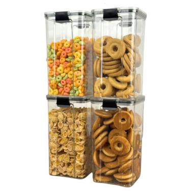 Imagem de Kit De Potes HerméTicos Para Cozinha - Organizador De Mantimentos Para Dispensa E ArmáRio(4 Potes - 1,6 Litros)