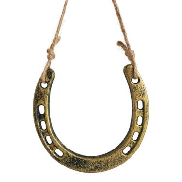 Imagem de HVSENW Decoração de ferro fundido para pendurar em ferradura - Sapato rústico de boa sorte para decoração de parede e porta - Ideal para projetos de artesanato/festa temática de cavalo/festa de