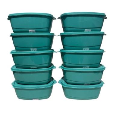 Imagem de Kit Com 10 Potes Para Marmita Hermetico Ideal Para Armazenar Alimentos, Pode ir Freezer/Micro ondas (10 Marmitas Ret. - Blue)