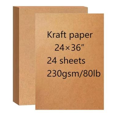 Imagem de Folhas grandes de papel Kraft de 61 x 91 cm, cartolina marrom, 24 peças, 230 gsm/36 kg para pintura, faça você mesmo, embalagens resistentes e artesanato, apresentações de negócios