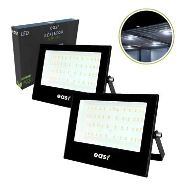 Imagem de Kit 2 Refletor Led 100W 6500K Branco Frio - Easy Cor Da Luz