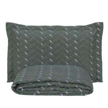 Imagem de Cobre Leito Bordado 400 Fios Heitor Solteiro 100% Poliéster - Verde Militar